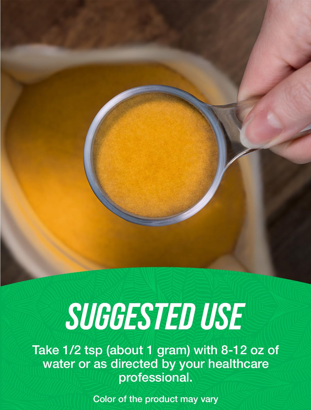 BulkSupplements turmeric extract powder in a kitchen bowl ready for recipes