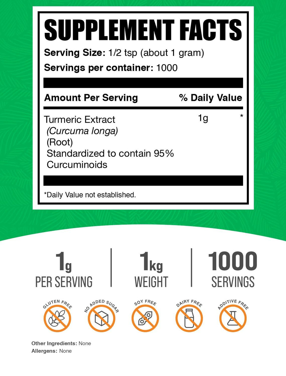 BulkSupplements turmeric extract powder with scoop ready to mix into smoothies