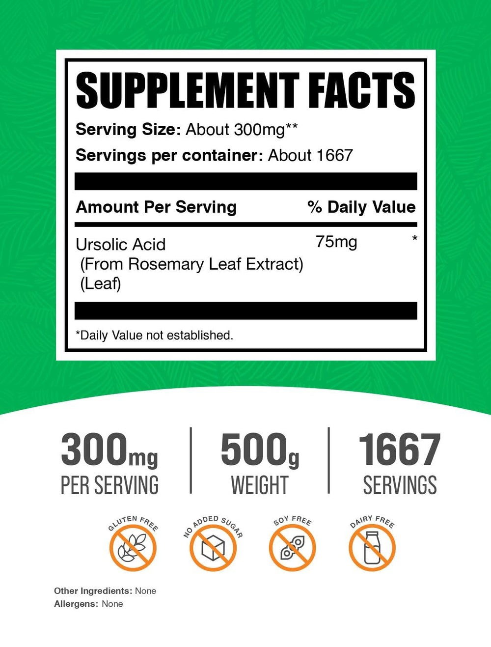 Ursolic Acid Powder dry measure showing serving size for easy dosing.