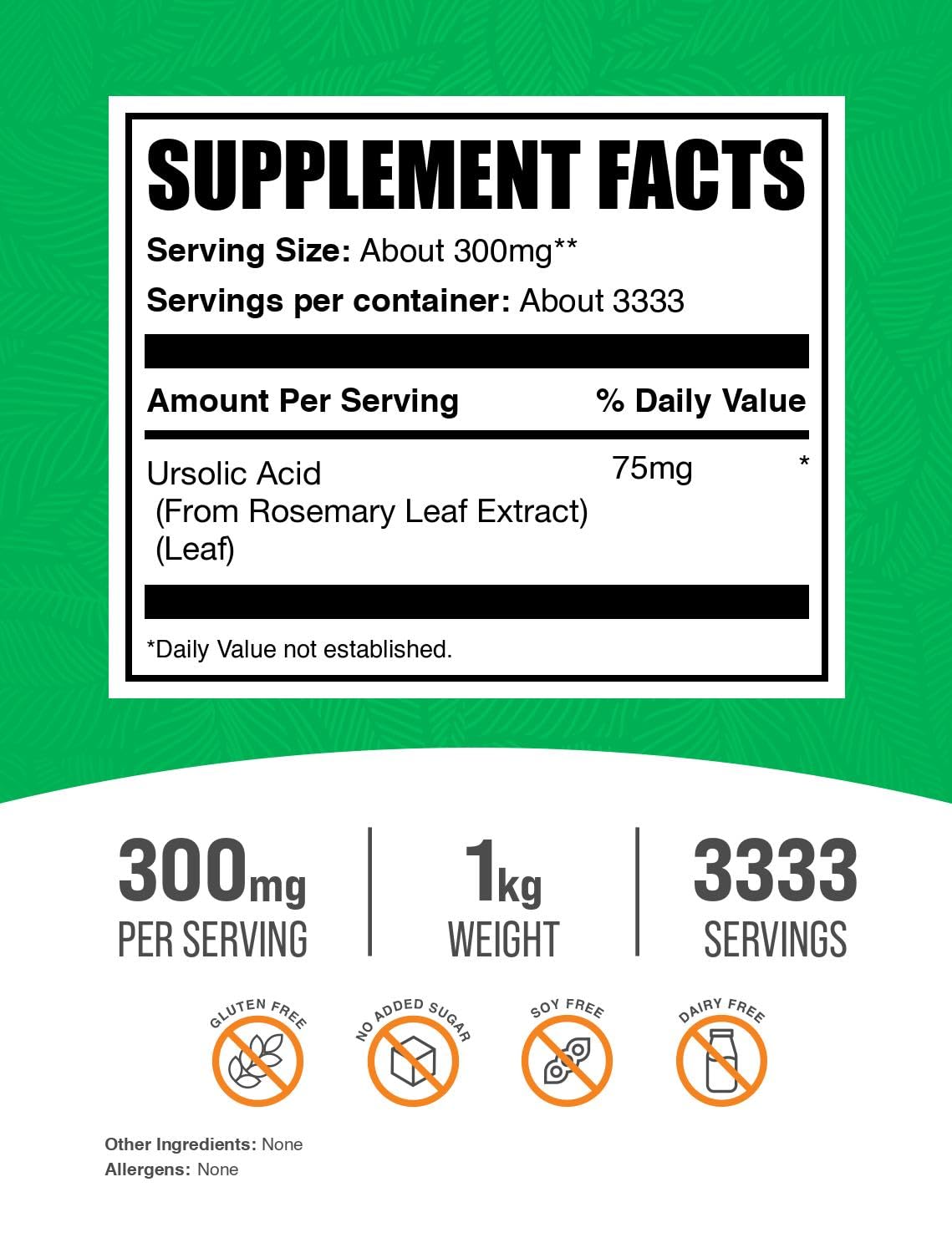 BulkSupplements Ursolic Acid powder with scoop for easy dosing