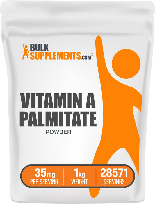BulkSupplements Vitamin A Palmitate powder bottle for daily wellness routine.