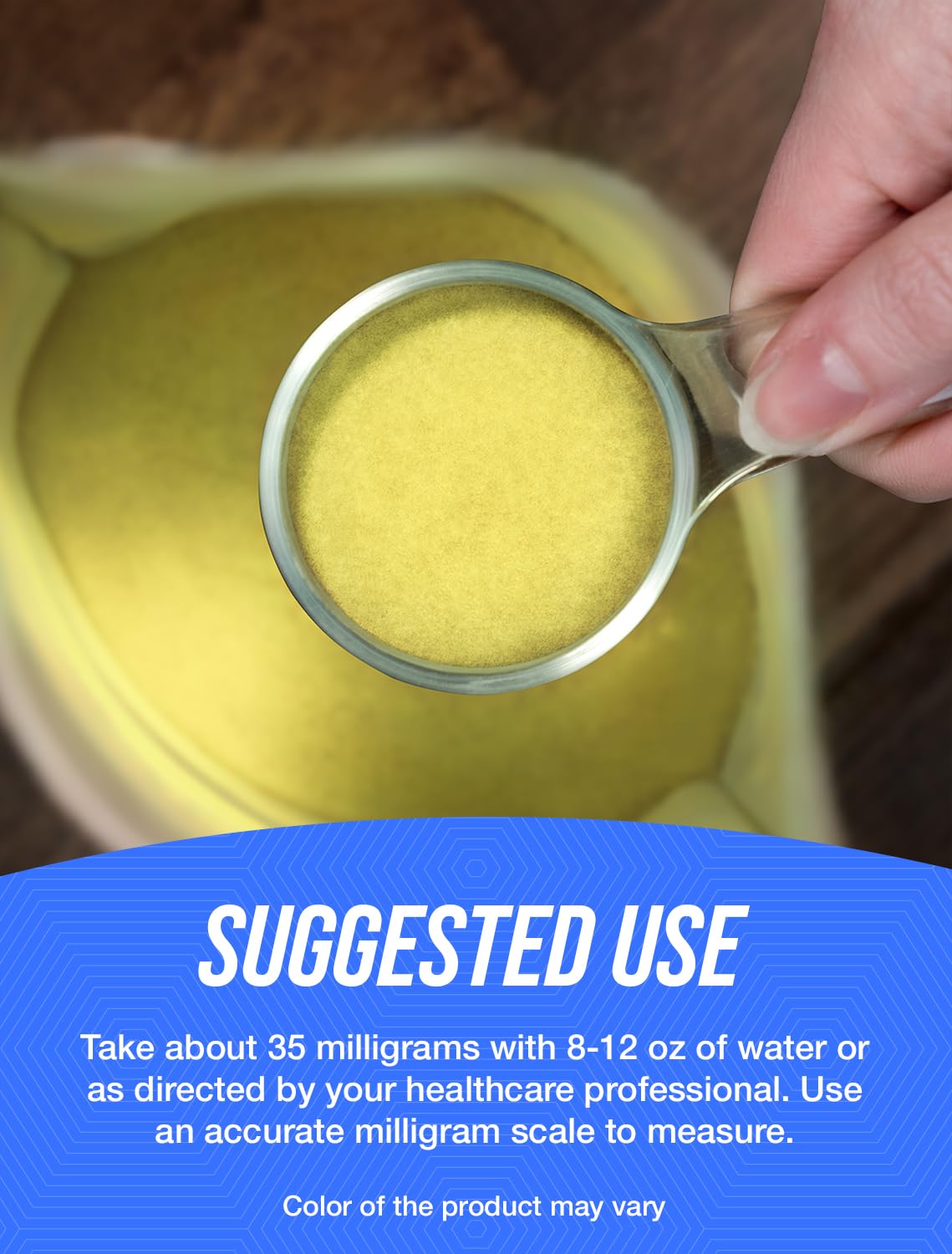BulkSupplements Vitamin A Palmitate powder packaging highlights gluten-free status.