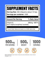 BulkSupplements Vitamin E 400 IU powder scoop for precise measuring.