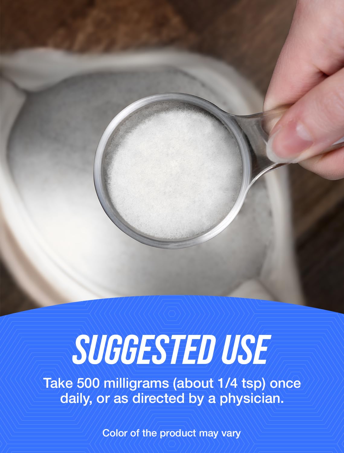 Open BulkSupplements Vitamin E 400 IU powder tub showing resealable lid.