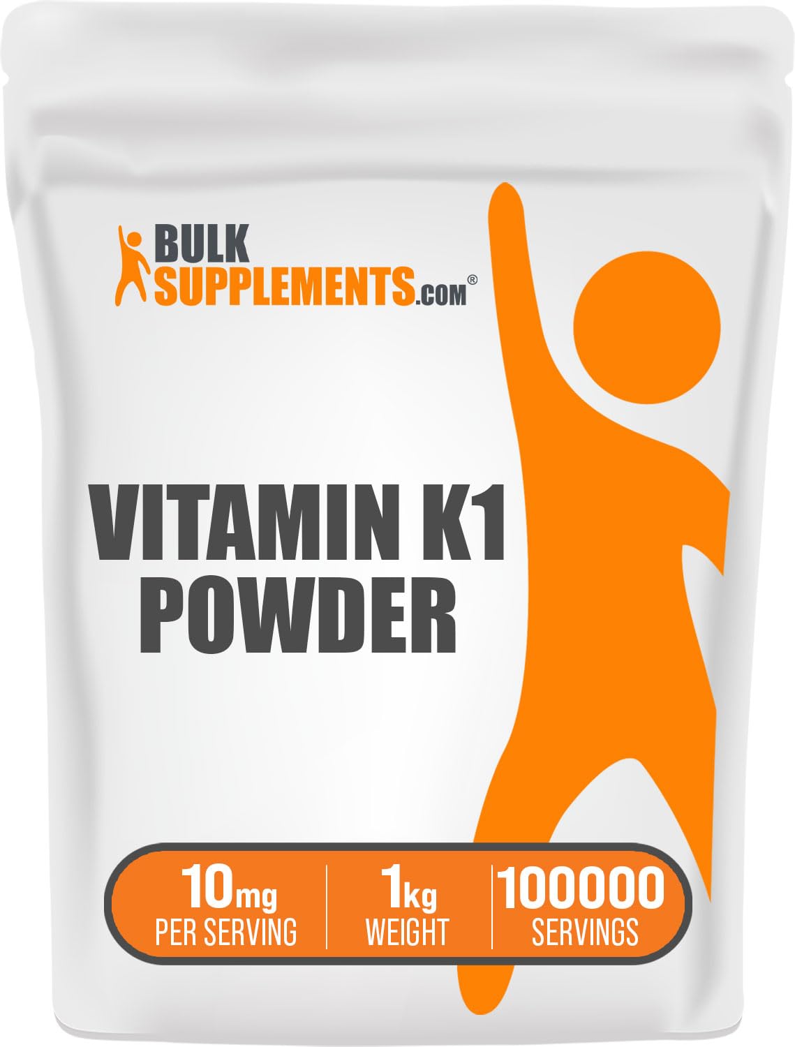 BulkSupplements Vitamin K1 powder bottle for daily supplementation support.