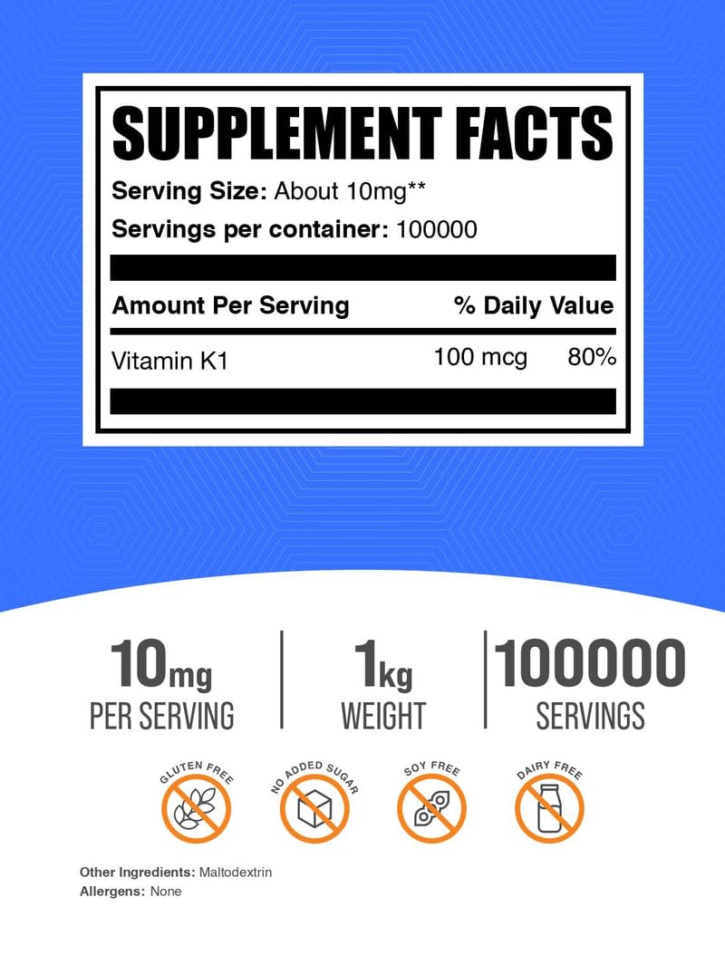 Vitamin K1 powder with dispensing spoon ready for precise dosing.