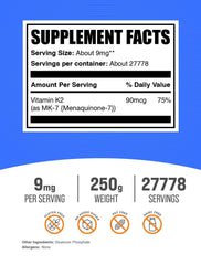 Scoop of BulkSupplements Vitamin K2 MK-7 powder ready to mix.