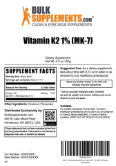BulkSupplements Vitamin K2 MK-7 powder closeup label details.