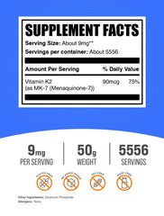 BulkSupplements K2 MK-7 powder with dosage scoop for easy daily use