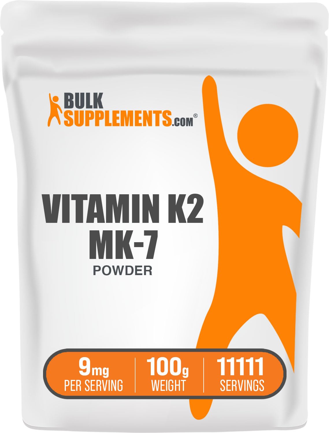 BulkSupplements Vitamin K2 MK-7 powder jar for daily wellness routine.