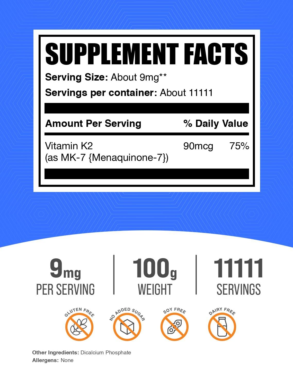 BulkSupplements Vitamin K2 MK-7 powder pouring for precise dosing.