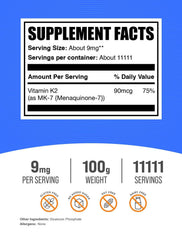 BulkSupplements Vitamin K2 MK-7 powder pouring for precise dosing.