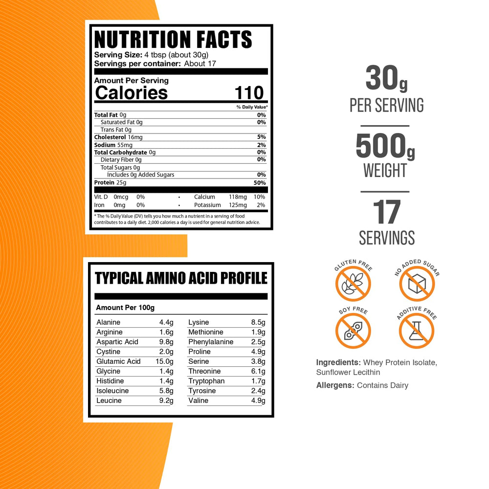 BulkSupplements Whey Isolate scoop measures a 30g serving for consistent intake.