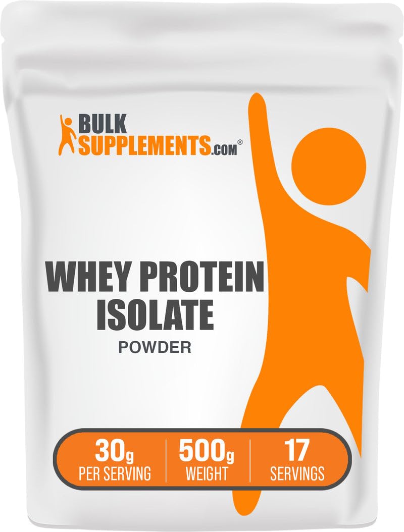 BulkSupplements Whey Isolate unflavored powder bottle for versatile blending.