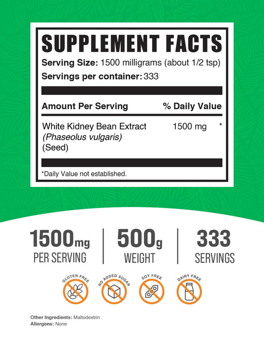 BulkSupplements White Kidney Bean Powder scoop-dispense for easy portion control