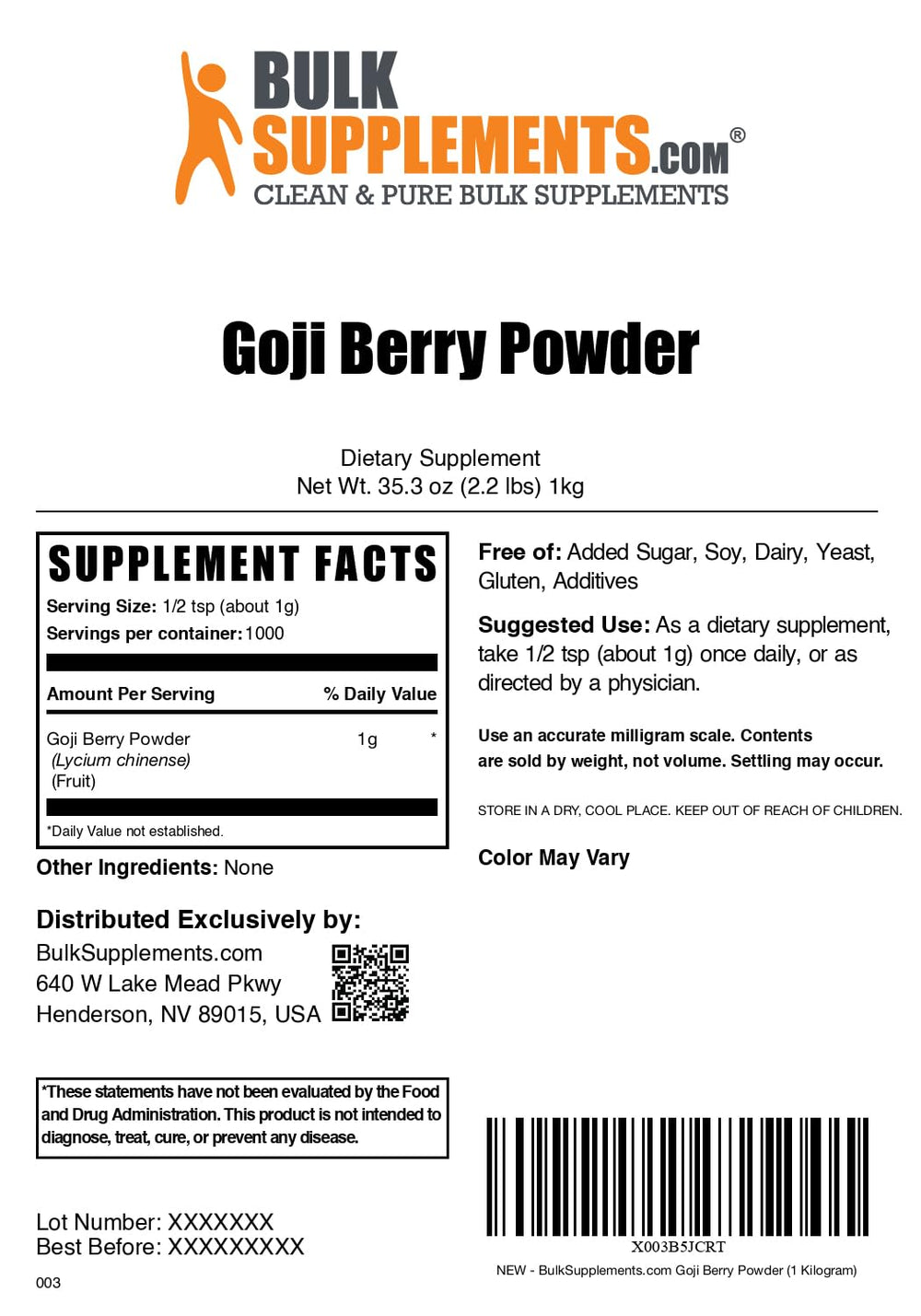 Wolfberry powder in smoothie showing BulkSupplements product usage.