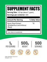 BulkSupplements Yacon Root Extract sugar substitute bottle enables healthier recipe swaps.