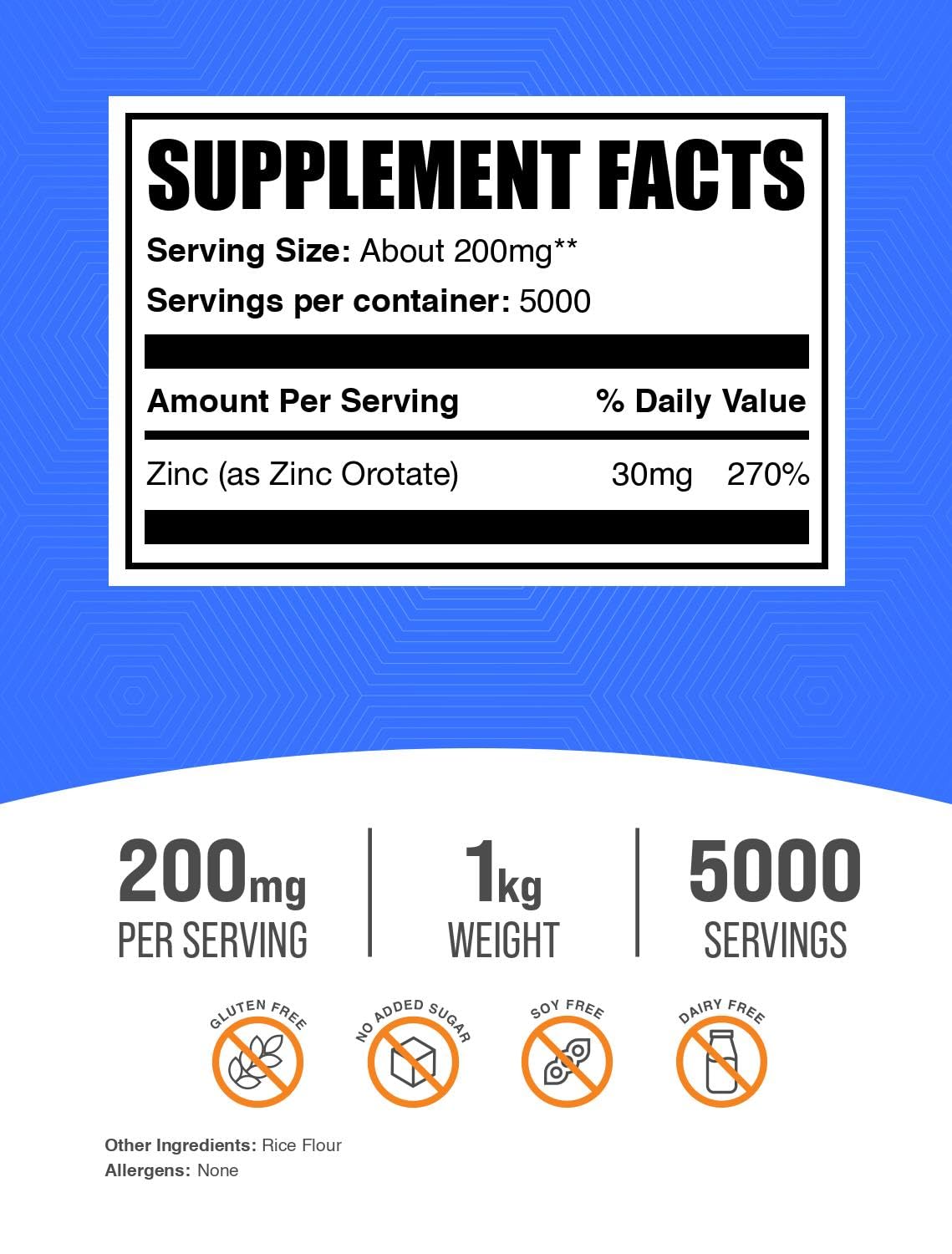 BulkSupplements Zinc Orotate Powder scoop showing precise measurement for servings.