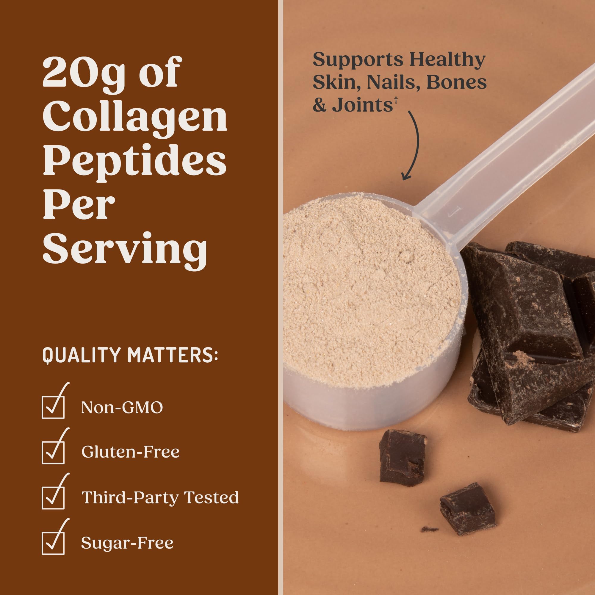 Bulletproof Chocolate Collagen Powder jar with rich chocolate color for daily protein