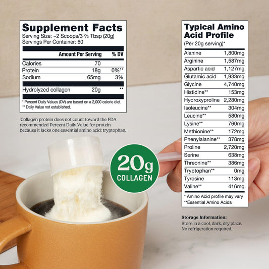 Bulletproof Collagen Peptides label closeup, keto-friendly, sugar-free ingredients.