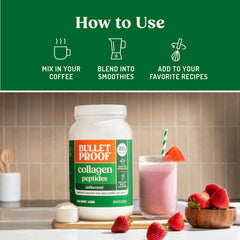 Bulletproof Collagen Peptides stirred into water for quick consumption.