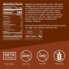 Bulletproof cookie dough bar with chips and nibs, rich texture for quick fuel