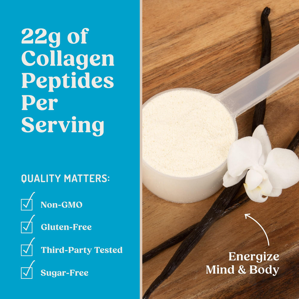 Bulletproof Energy Collagen Vanilla Bean cup-ready mix for smoothies or coffee