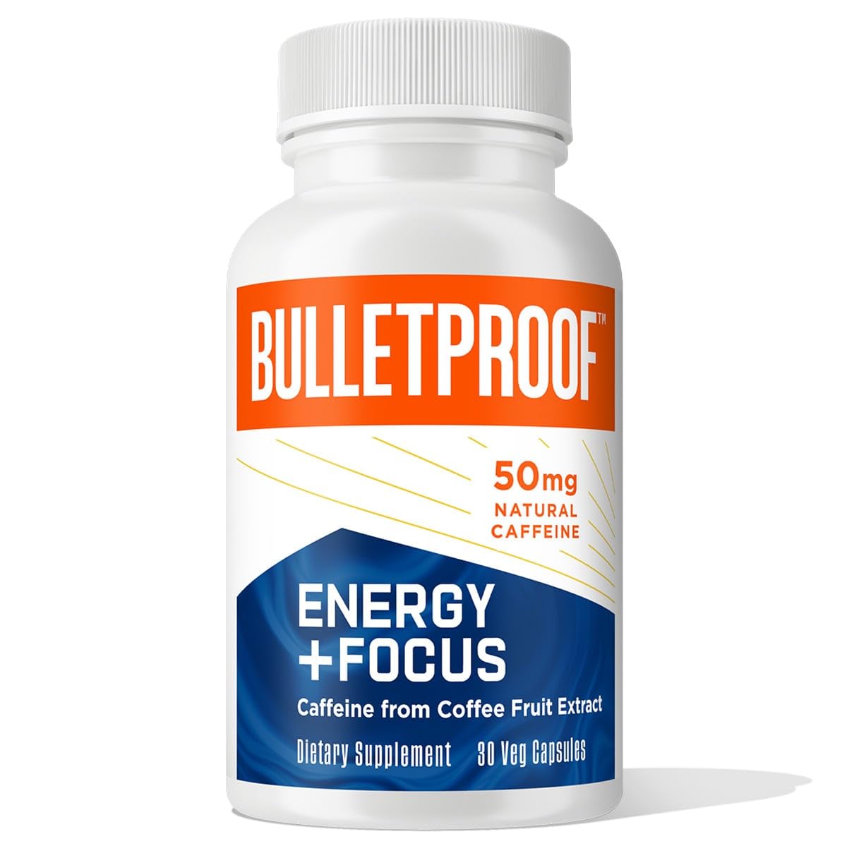 Bulletproof Energy and Focus Capsules bottle front view for on-the-go focus.