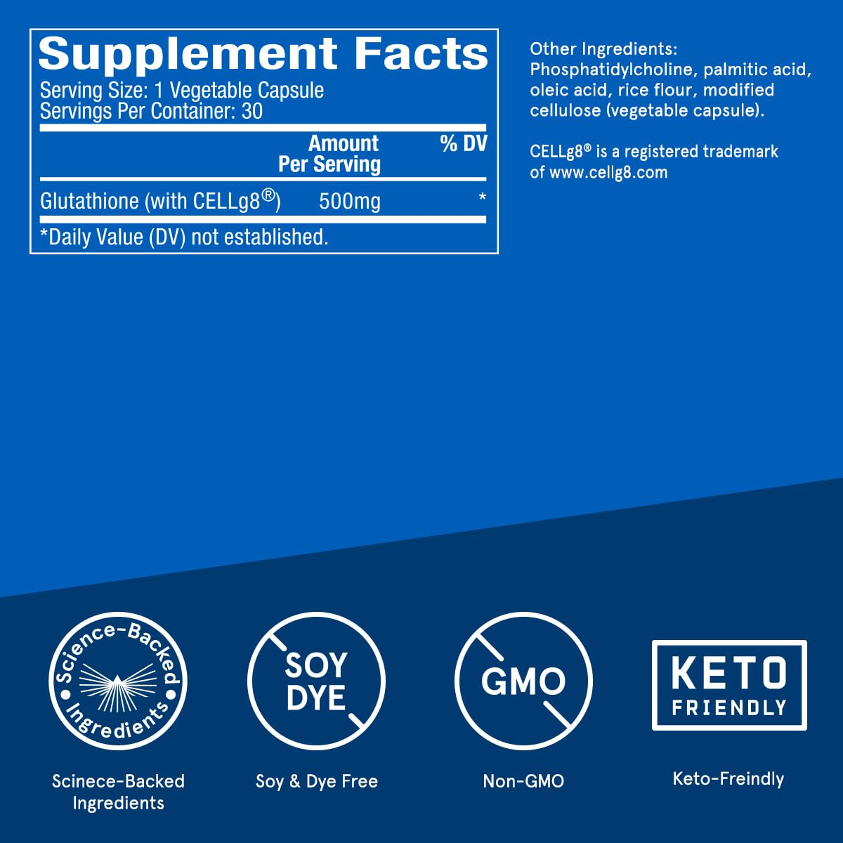 Bulletproof Liposomal Glutathione Force label detail emphasizing purity and ingredients