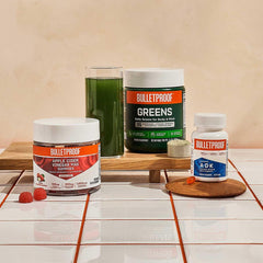Bulletproof Omega Krill Complex bottle on shelf in kitchen or nightstand