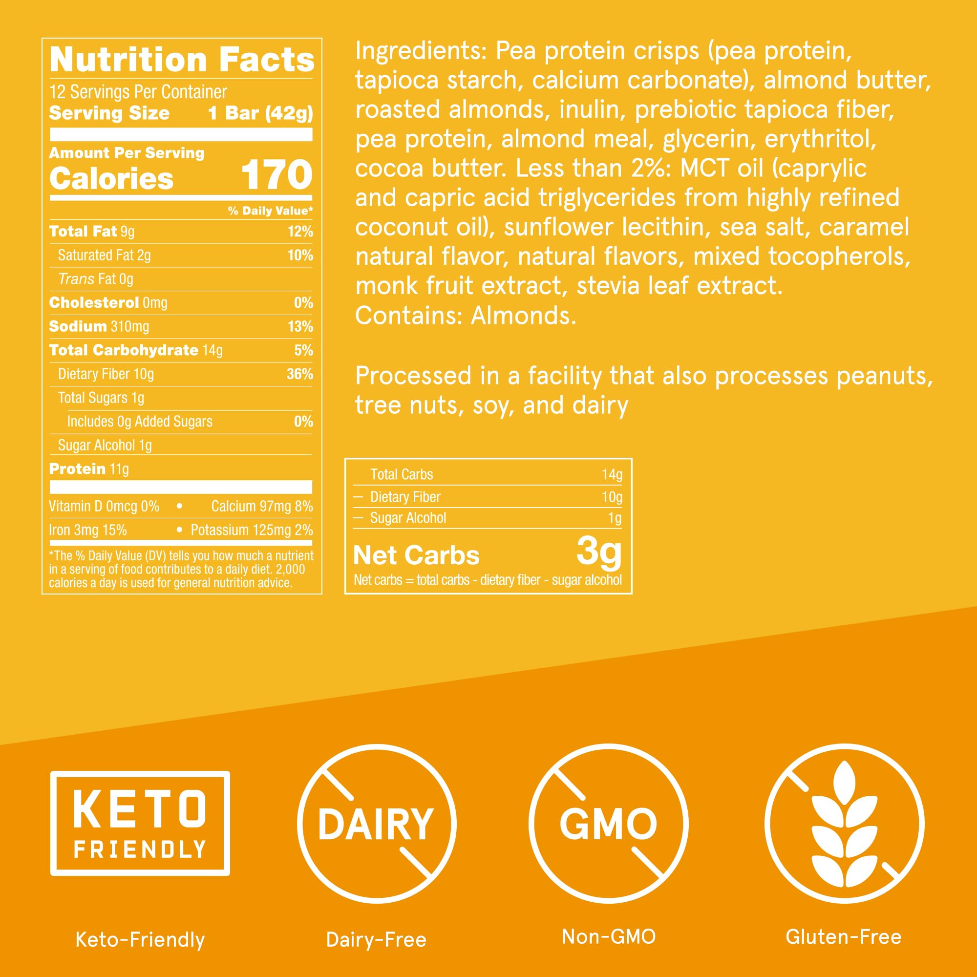 Bulletproof Salted Caramel Protein Crisp Bars packaging emphasizes keto-friendly, crave-worthy choice.
