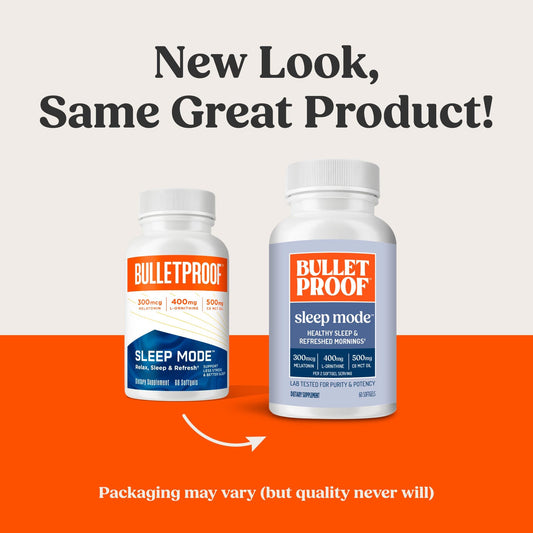 Bulletproof Sleep Mode Softgels capsules ready to take before bed for sleep support.