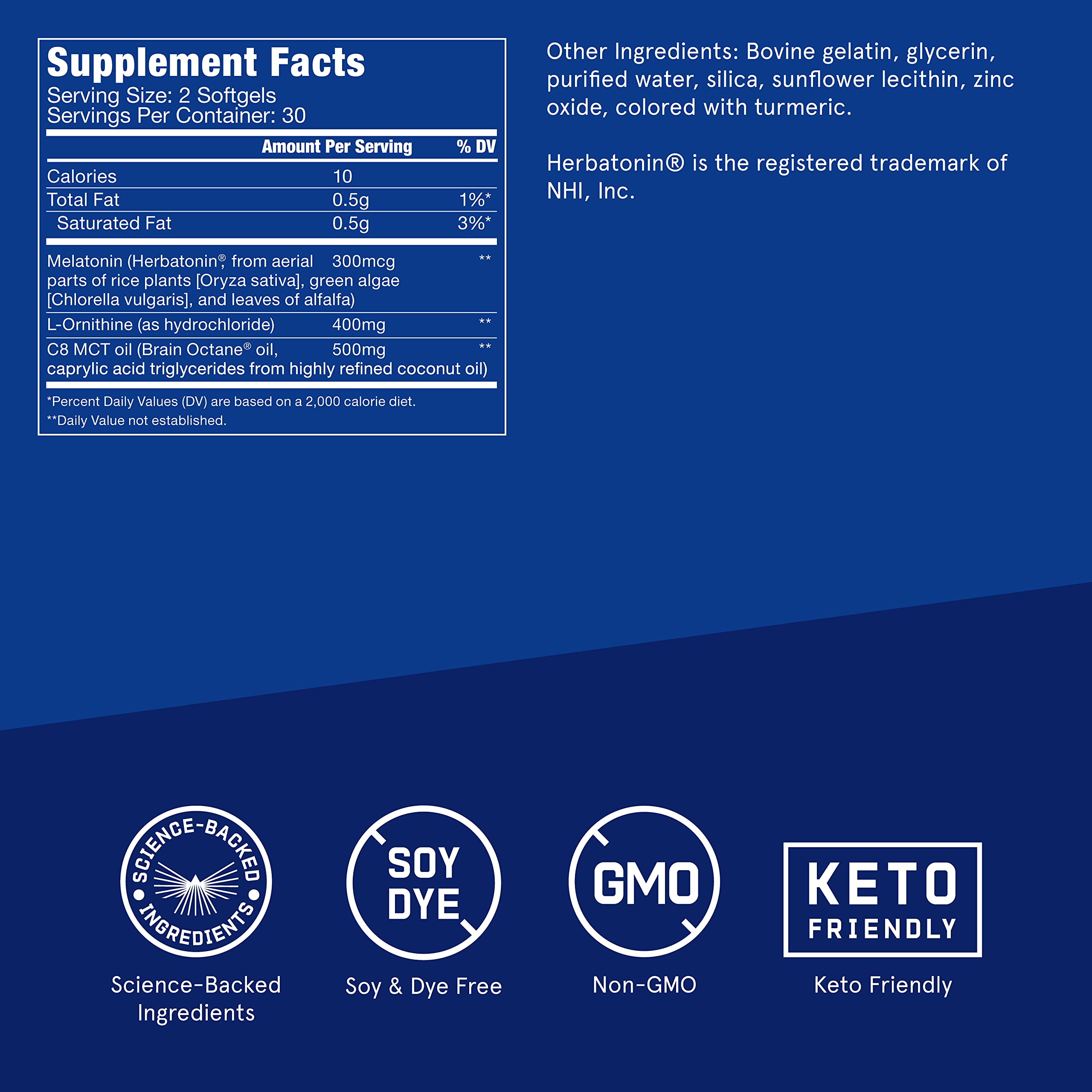 Close-up of Bulletproof Sleep Mode label highlighting melatonin content.