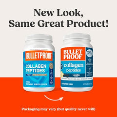 Bulletproof Vanilla Collagen bottle back label detailing ingredients and keto-friendly notes.