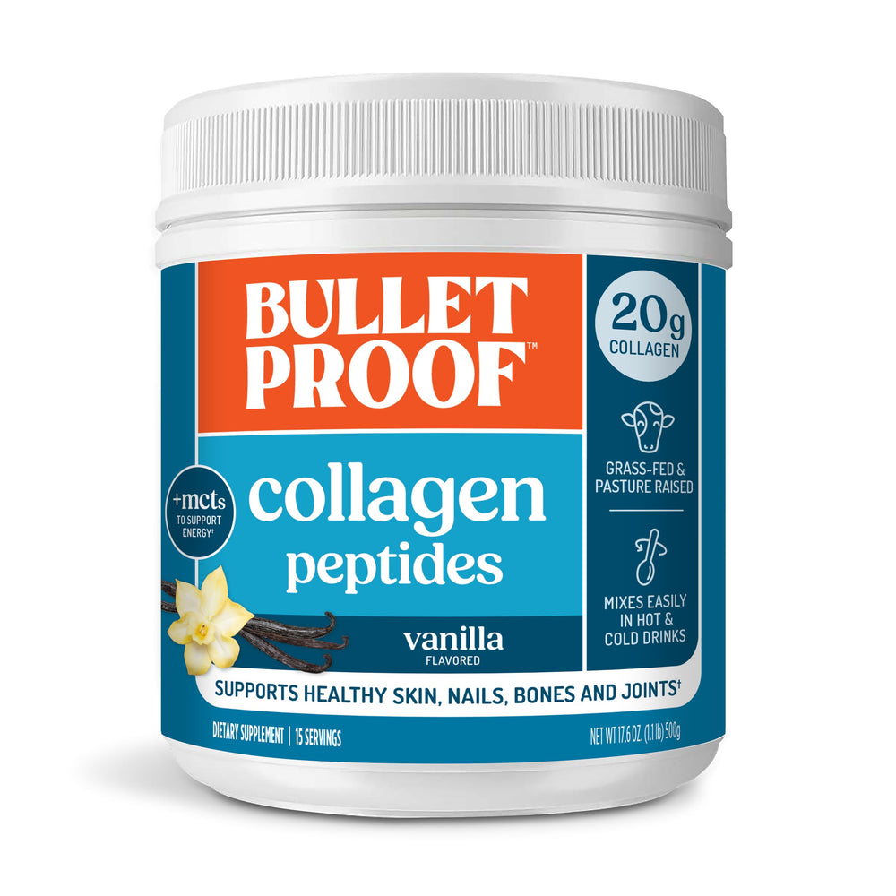 Bulletproof Vanilla Collagen Peptides jar ready for daily skin and joint support.