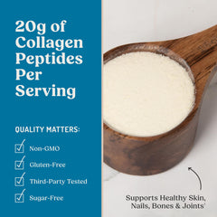 Bulletproof Vanilla Collagen Peptides label close-up emphasizing grass-fed origin.