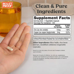 Bulletproof Zinc with Copper capsules close-up—capsules and minerals for everyday wellness.