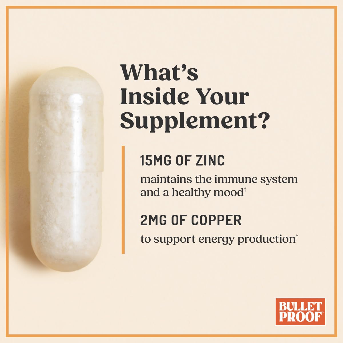 Bulletproof Zinc with Copper glass and pills—simple daily ritual with meals.