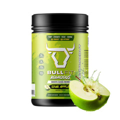 BullFit Bodacious Pre-Workout Pina Coolada bottle boosts focus and endurance.