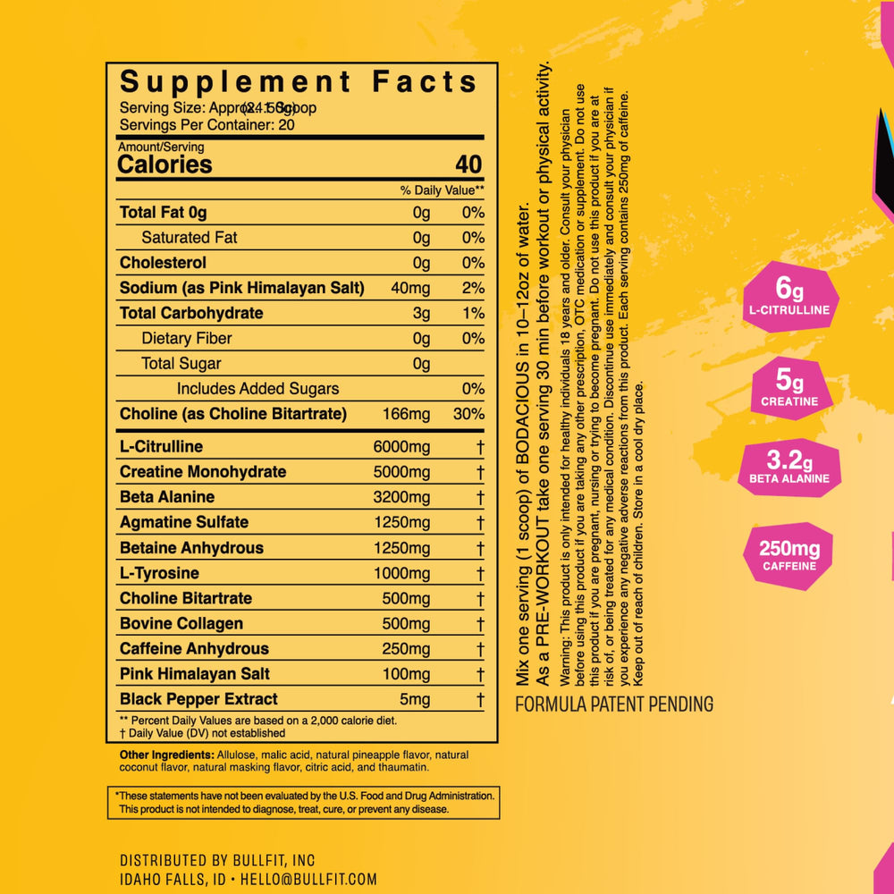 BullFit Pre-Workout Pina Colada being poured into a shaker for fast mix