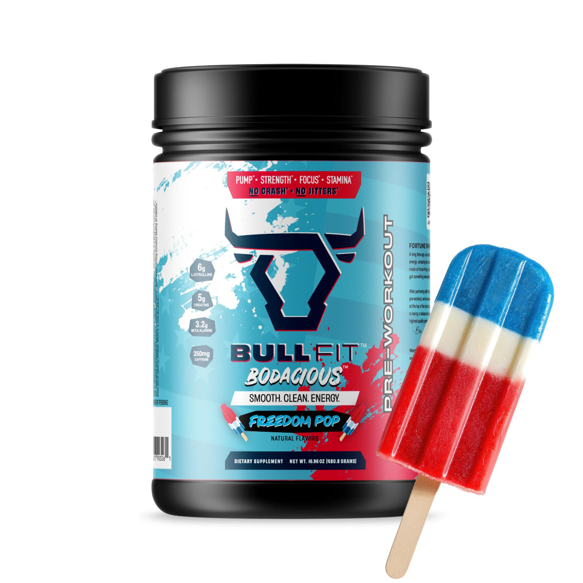 BullFit Pre-Workout Pina Colada scoop showing tropical flavor and energy for training.