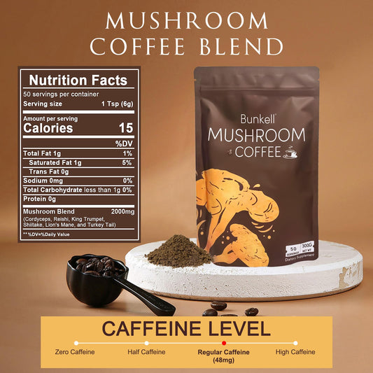 Bunkell Mushroom Coffee Lion's Mane close-up for sharper focus and calm energy
