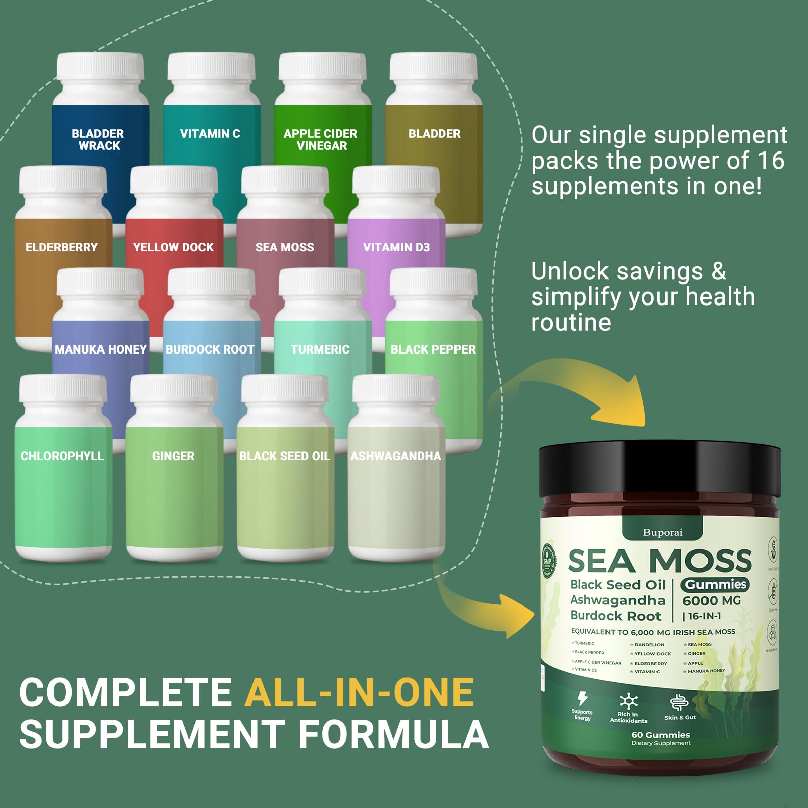 Buporai Sea Moss Gummies vibrant fruit flavor emphasizes enjoyable routine.