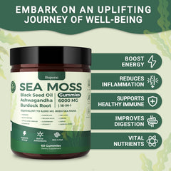 Buporai Sea Moss Gummies ingredient close-up with bladderwrack and sea moss.