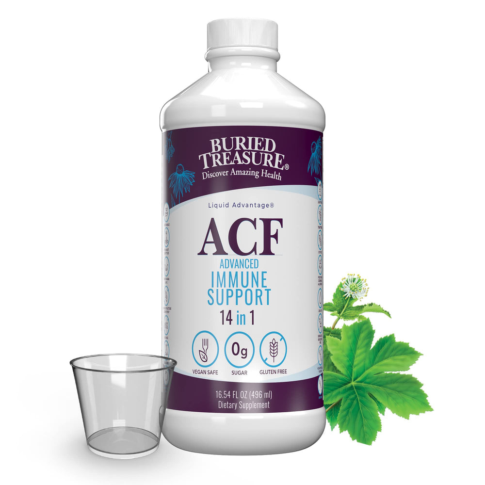 Buried Treasure ACF immune bottle with dose cup for daily use