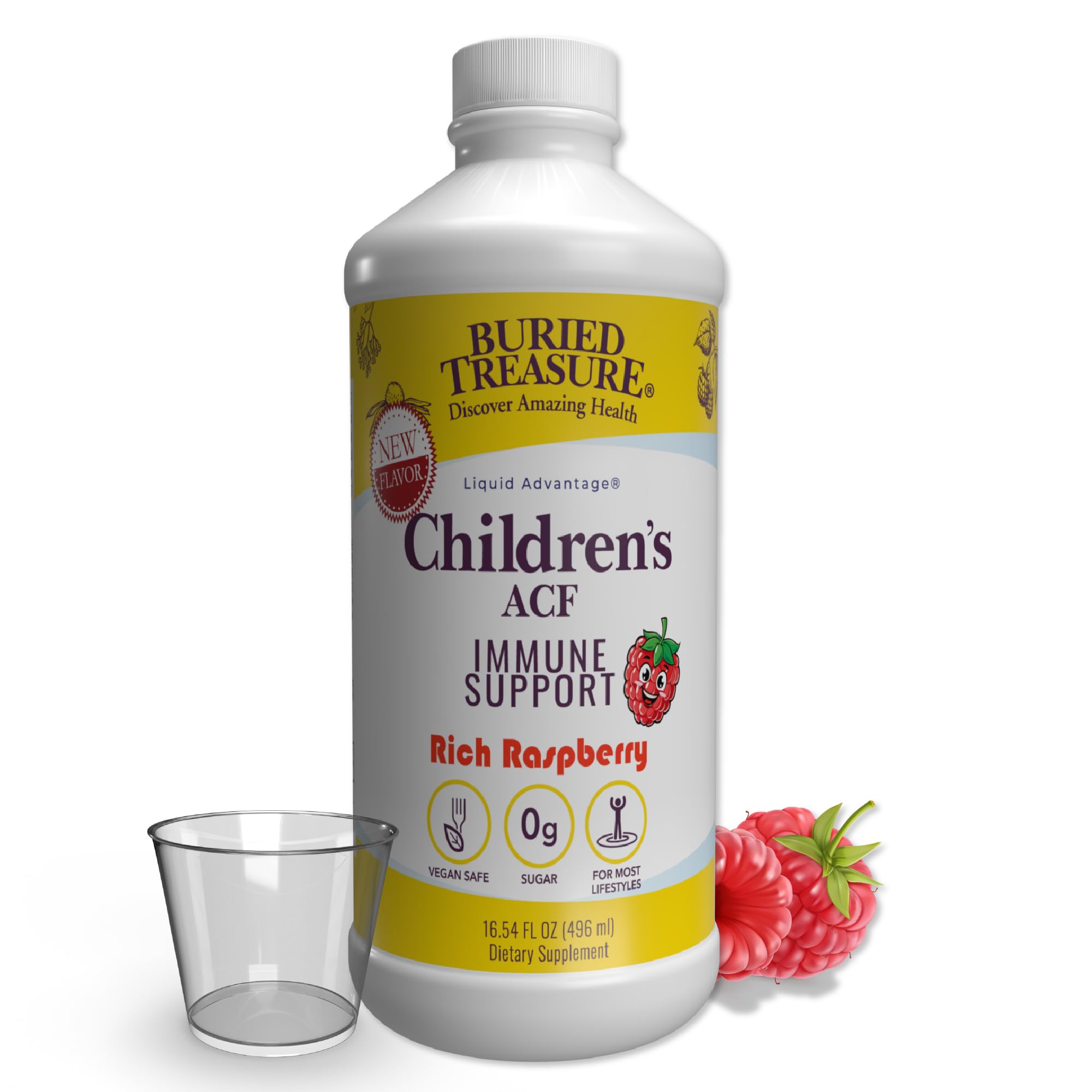 Buried Treasure ACF Dose bottle pour shows raspberry flavor for easy dosing