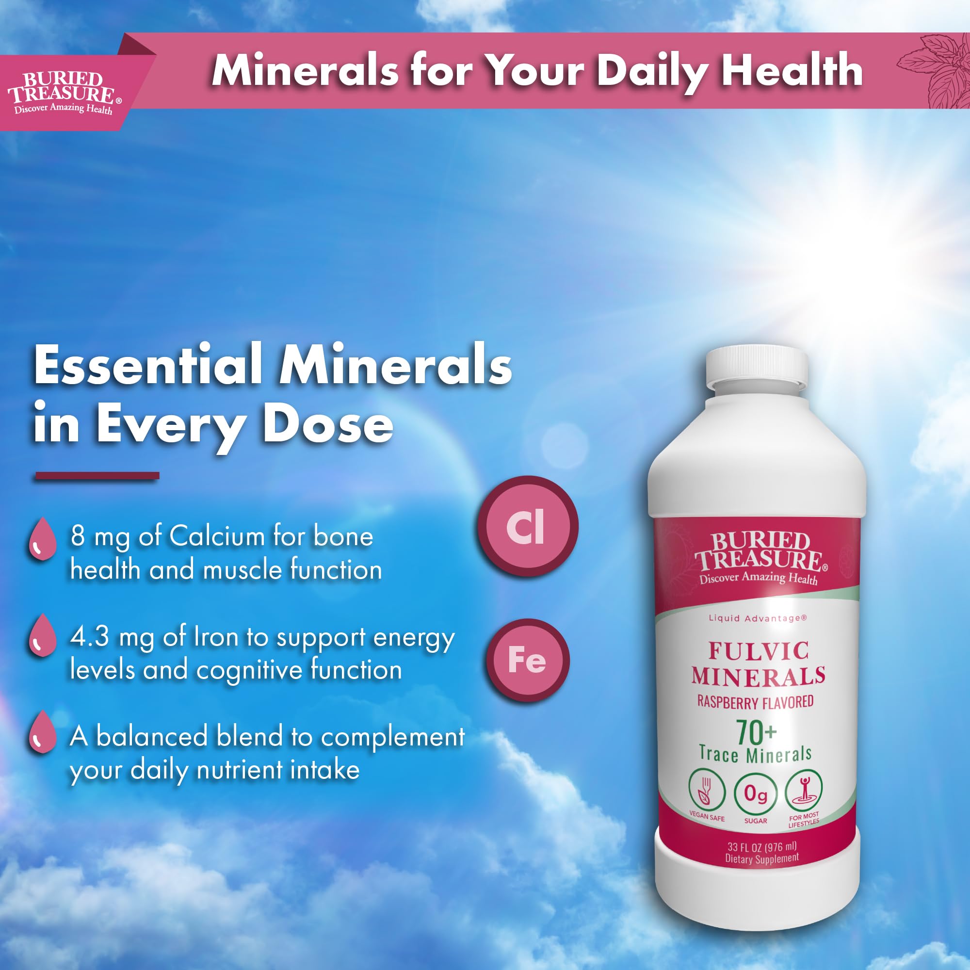 Buried Treasure Fulvic Mineral Complex being poured into a glass for hydration during workouts.