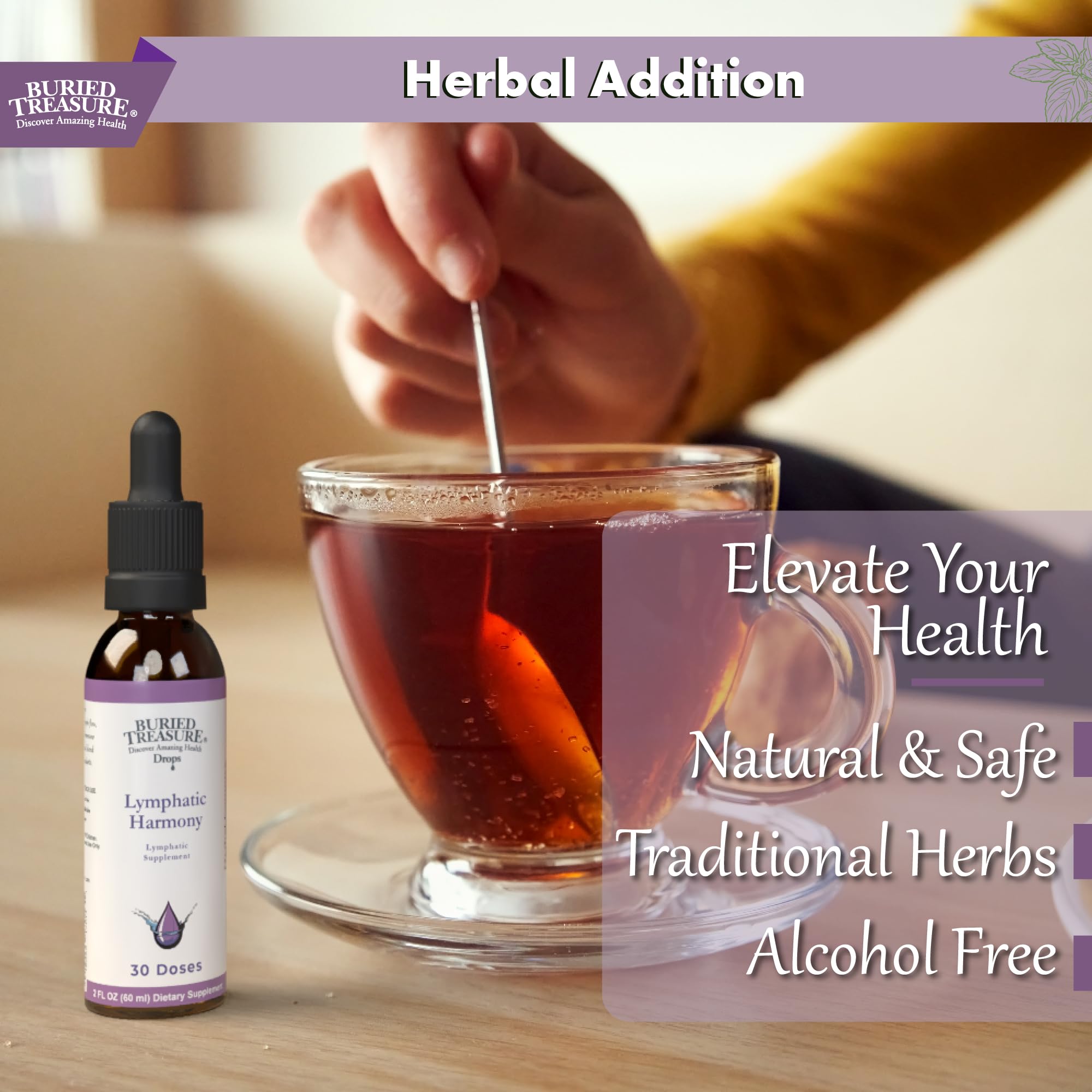 Buried Treasure Lymphatic Harmony Drops ingredients featuring cleavers and burdock