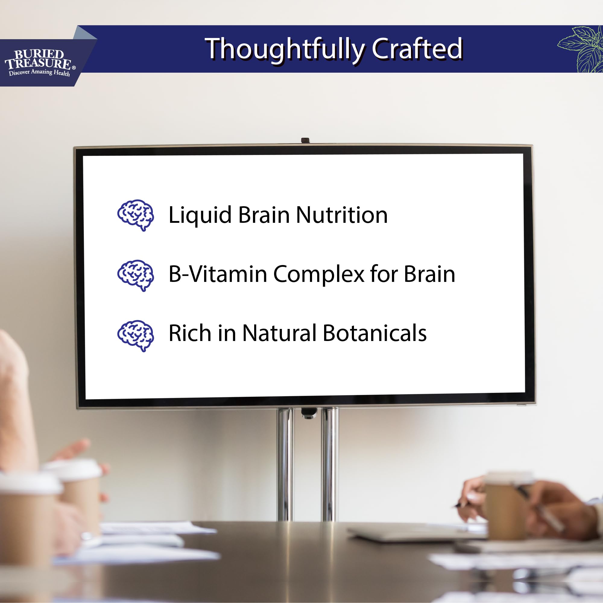 Buried Treasure Neuro Nectar ingredients pack showcasing ginkgo and gotu kola.