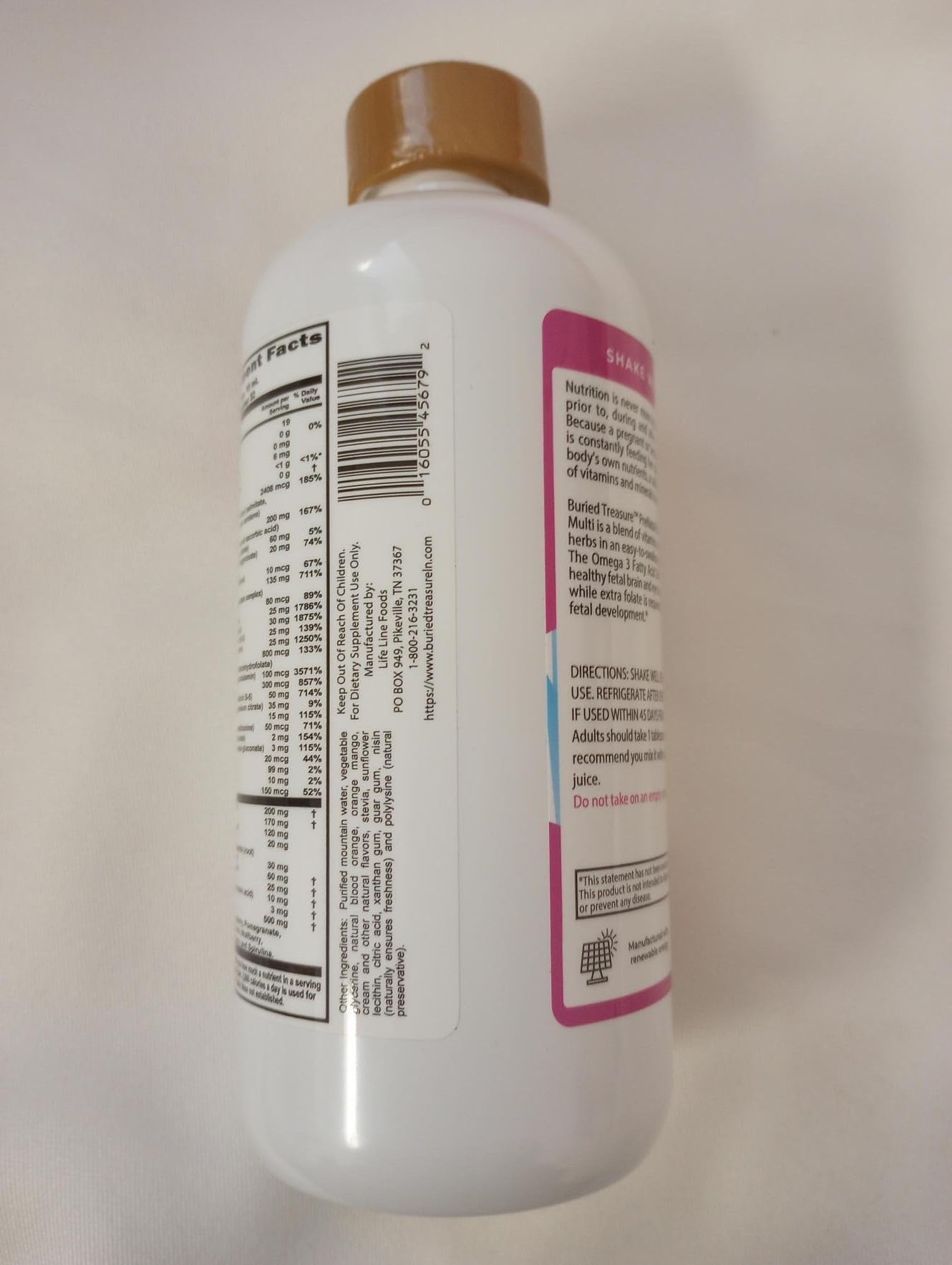 Buried Treasure Prenatal Plus DHA Complete made-in-usa manufacturing label.